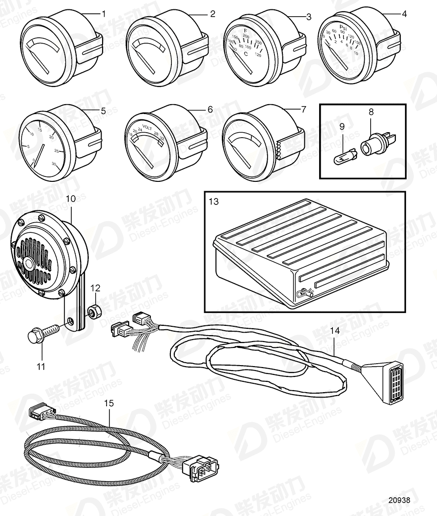 VOLVO Tachometer kit 873998 Drawing